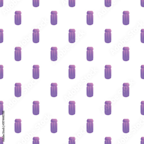 Purple inflatable air mattresses forming a seamless pattern on a white background