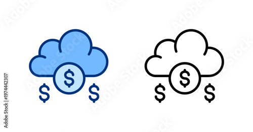 Passive Income thin line, solid icon set. Personal Finance, Financial Control, Dollar, Money Management, Budgeting concept. Blue, black outline vector icons.