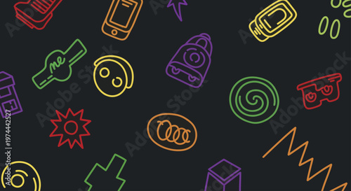 Collection of Colorful Icons Representing Various Objects and Concepts.