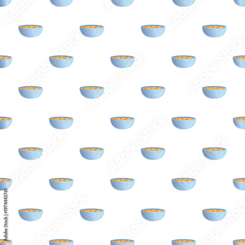 Breakfast cereal bowls repeat in a seamless pattern design