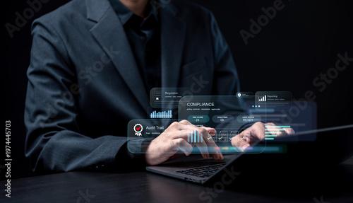 Foto Corporate GRC compliance management and audit readiness dashboard concept