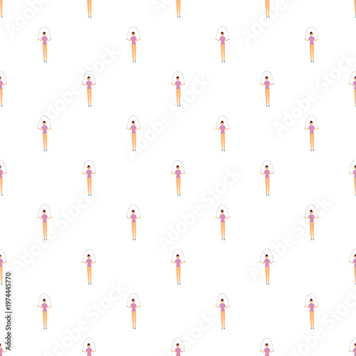Athletes skipping rope in a repeating graphic for fitness and healthy lifestyle backgrounds