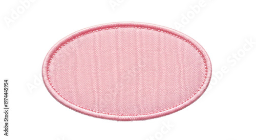 Obraz na plátně Light pink oval fabric patch blank with stitched border detail.