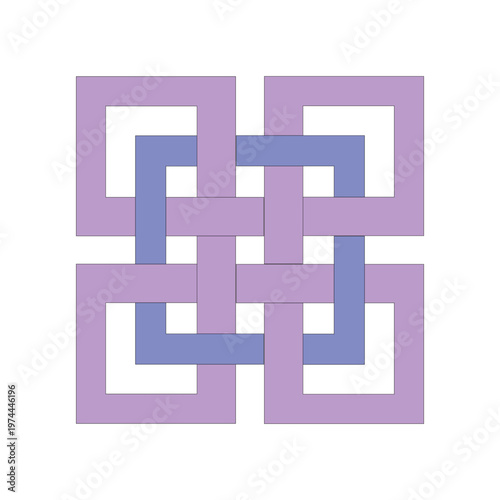 Purple interlaced squares. Violet frame Vector. Lavender weave symbol. Geometric ornament design.