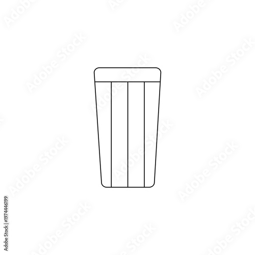 Ribbed drinking glass. Tumbler beverage Vector cup. Simple glassware object. Clear water container.