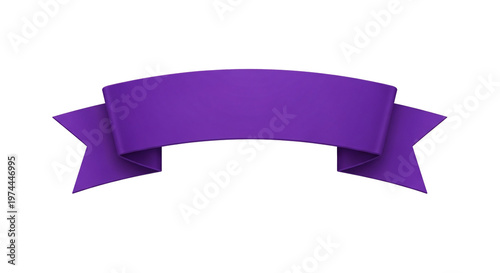 Purple ribbon banner isolated on transparent background.