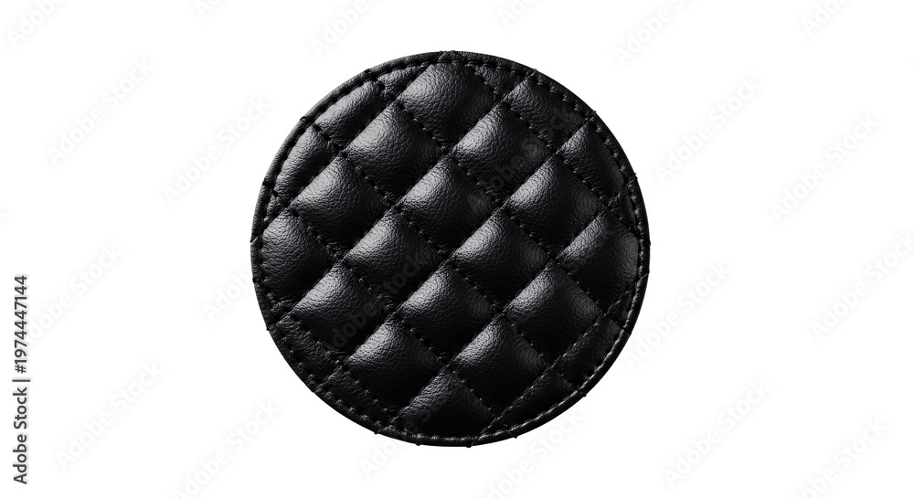 Fototapeta premium Quilted black leather circle patch.
