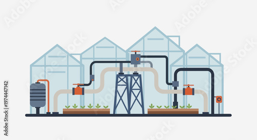 Automated Greenhouse System with Hydroponic Cultivation and Water Management.