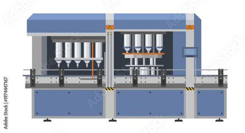 Automated Industrial Filling Machine for Bottles and Containers.