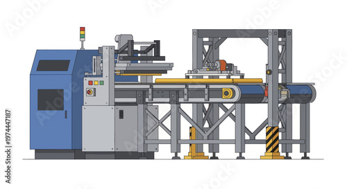 Automated Industrial Production Line with Conveyor Belt System.