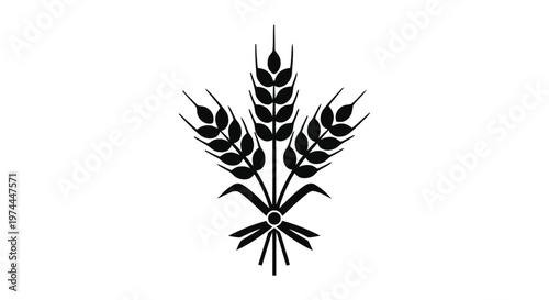 Vector illustration of wheat ears icon, simple style on a transparent background