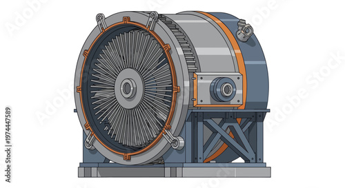 Detailed illustration of a powerful industrial electric motor.