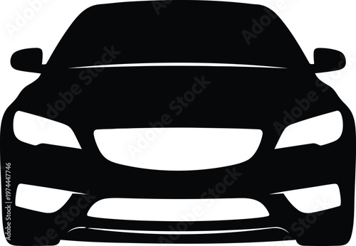 Car front silhouette isolated black automobile vehicle vector illustration