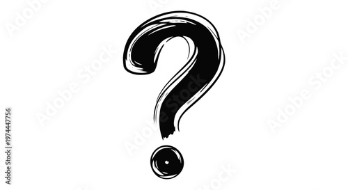 Vector illustration of handdrawn black question mark symbol on a transparent background