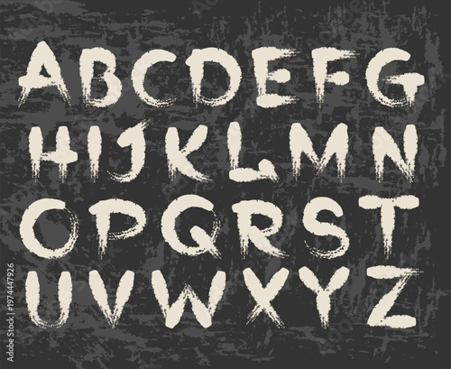 Brush writing on wall capital letters