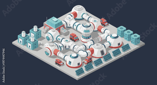 Futuristic Space Station Colony with Advanced Technology and Modules.