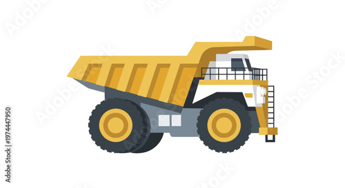 Giant Yellow Mining Dump Truck Illustration.