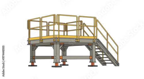 Industrial Access Platform with Stairs and Railings.