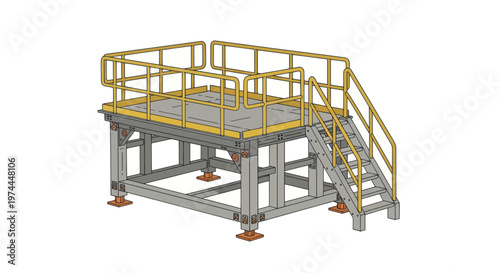 Industrial Access Platform with Stairs and Railings.