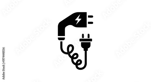 Vector illustration of electric vehicle charging plug icon on a transparent background