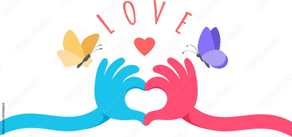 Fototapeta premium Curved flexible hands show heart