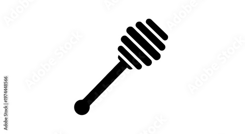 Vector illustration of honey dipper icon, wooden honey stick for drizzling honey on a transparent background