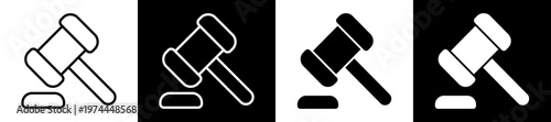 Gavel Icon In Flat Version On Black And White Background
