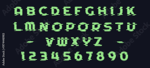 Glitched uppercase letters and numbers