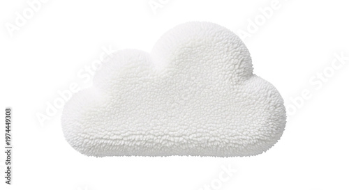 White fluffy cloud shaped pillow on transparent background.