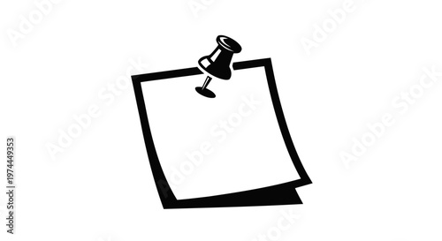 Vector illustration of blank sticky note with a push pin icon on a transparent background