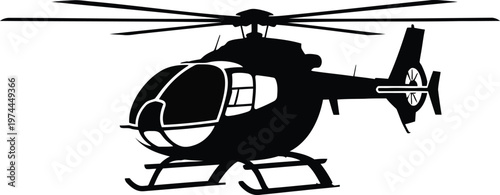 Silhouette of a Modern Helicopter in Flight