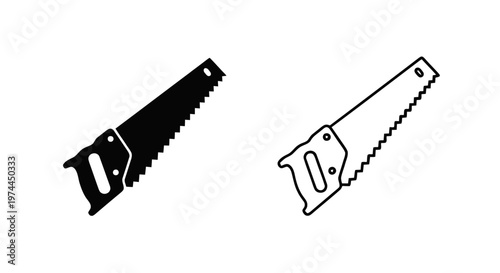 Vector illustration of hand saw icon set, carpentry tool vector illustration on a transparent background
