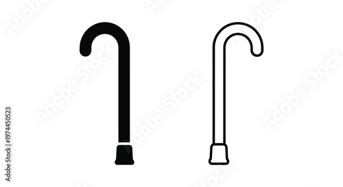 Two walking canes one solid black and one outlined displayed side by side