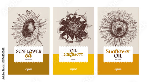 Sunflower oil vector label templates
