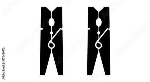 Vector illustration of two wooden clothespins icons on a transparent background