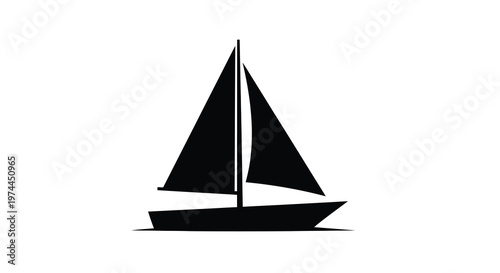Minimalist silhouette of a sailboat against a plain white background