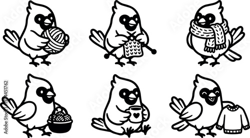 Cardinal bird knitting and cozy winter objects