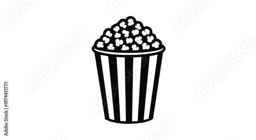 Vector illustration of popcorn bucket icon, cinema snack symbol on a transparent background