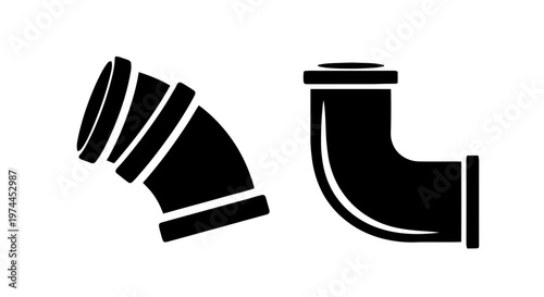 Vector illustration of vector illustration of plumbing pipe fittings, elbow and bend connectors on a transparent background
