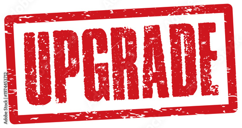 Upgrade red rubber stamp isolated on a transparent background