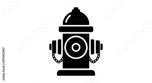 Vector illustration of black silhouette icon of a fire hydrant on a transparent background