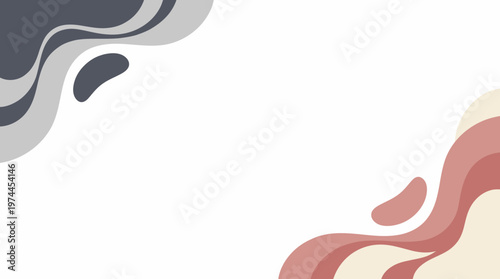 Abstract Fluid Corner Design with Soft Gray and Pink Tones for Graphic Resources.