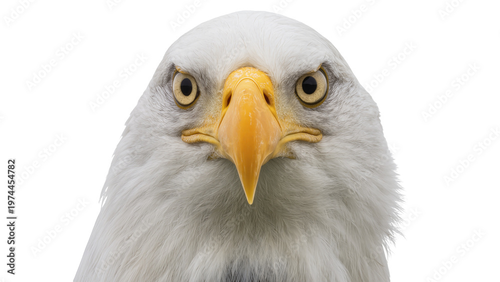 Obraz premium Bald Eagle Head Close-up with Yellow Beak and Intense Gaze