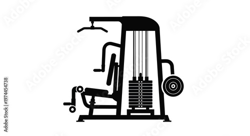 Black silhouette of a multi functional gym exercise machine for strength training