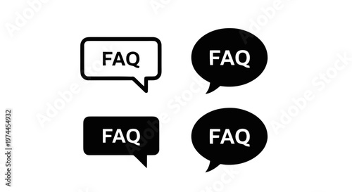 Vector illustration of set of faq speech bubble icons on a transparent background