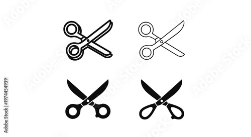 Vector illustration of set of scissors icons, vector illustration design on a transparent background