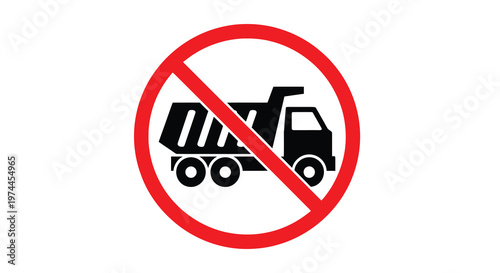 No trucks allowed A prohibition sign featuring a dump truck silhouette