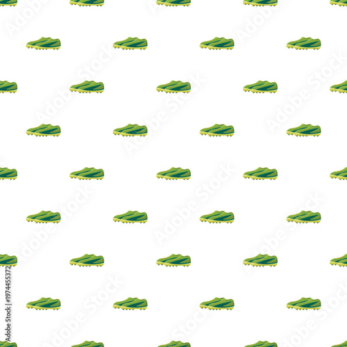 Green soccer cleats creating a seamless pattern on a white backdrop for sports themes