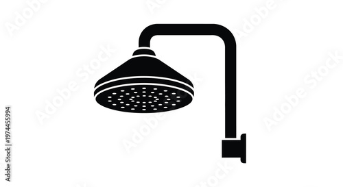 Black silhouette of a modern rainfall shower head mounted on a wall