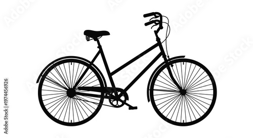 Black silhouette of a classic bicycle with curved handlebars